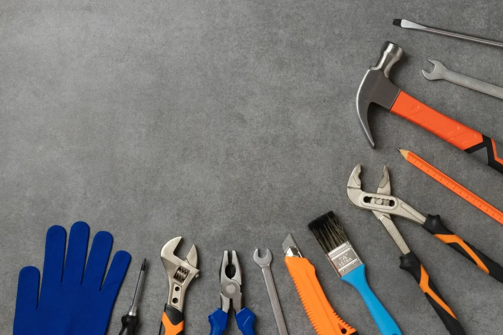 top view steel hammer with other.webp